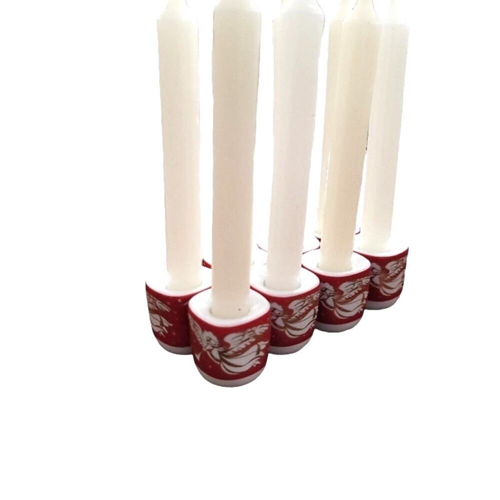 VTG Christmas Angel Candleholders Set of 8 Porcelain W Germany Red‎ White